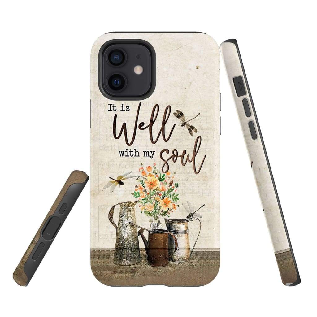 It Well With My Soul - Dragonfly And Wildflowers Phone Case - Inspirational Bible Scripture iPhone Cases