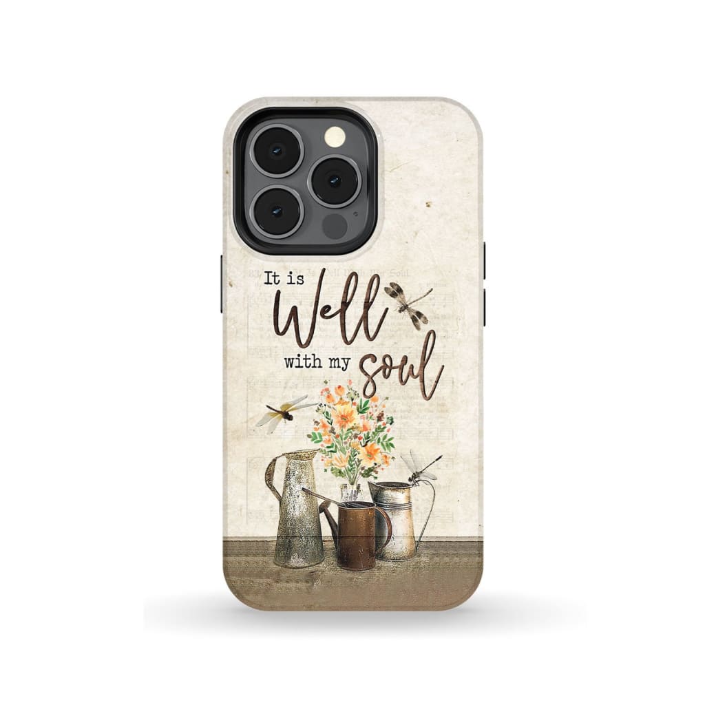 It Well With My Soul - Dragonfly And Wildflowers Phone Case - Inspirational Bible Scripture iPhone Cases