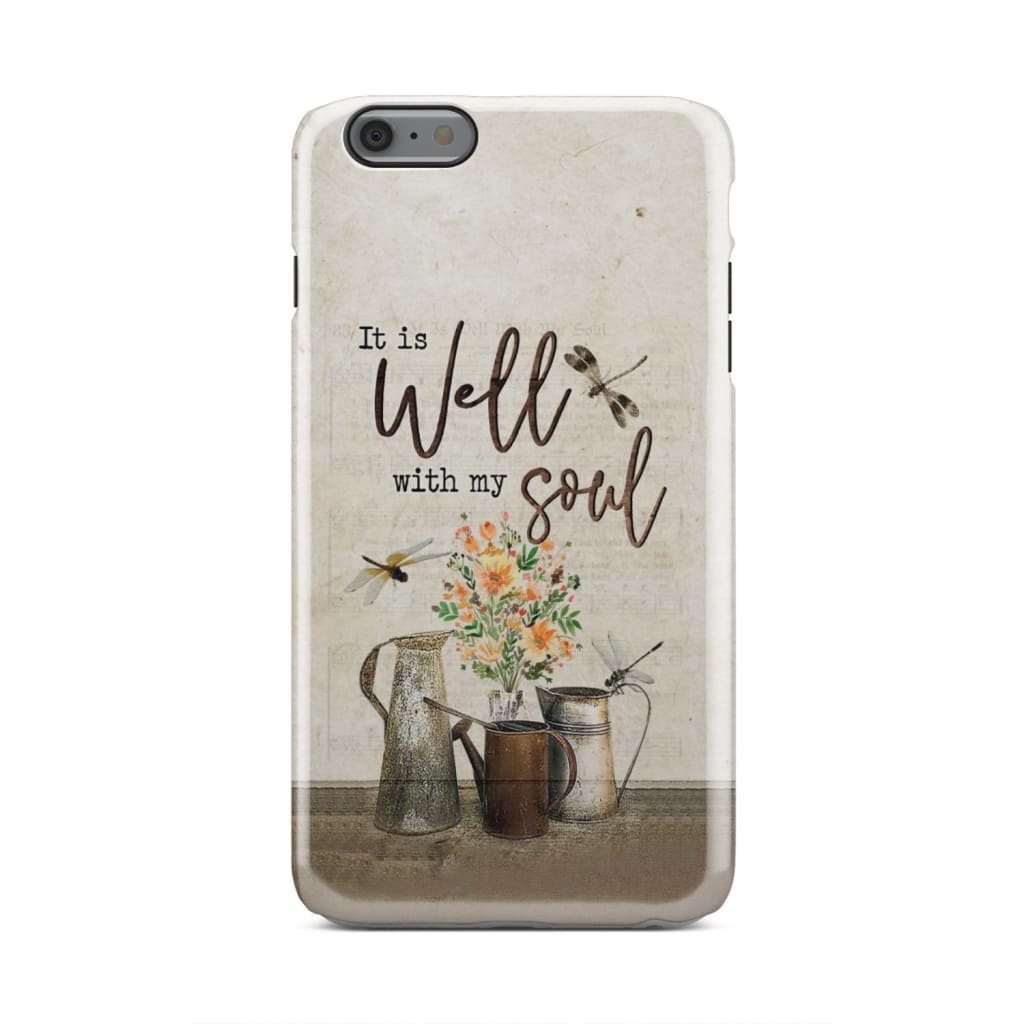 It Well With My Soul - Dragonfly And Wildflowers Phone Case - Inspirational Bible Scripture iPhone Cases