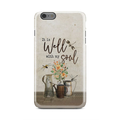 It Well With My Soul - Dragonfly And Wildflowers Phone Case - Inspirational Bible Scripture iPhone Cases