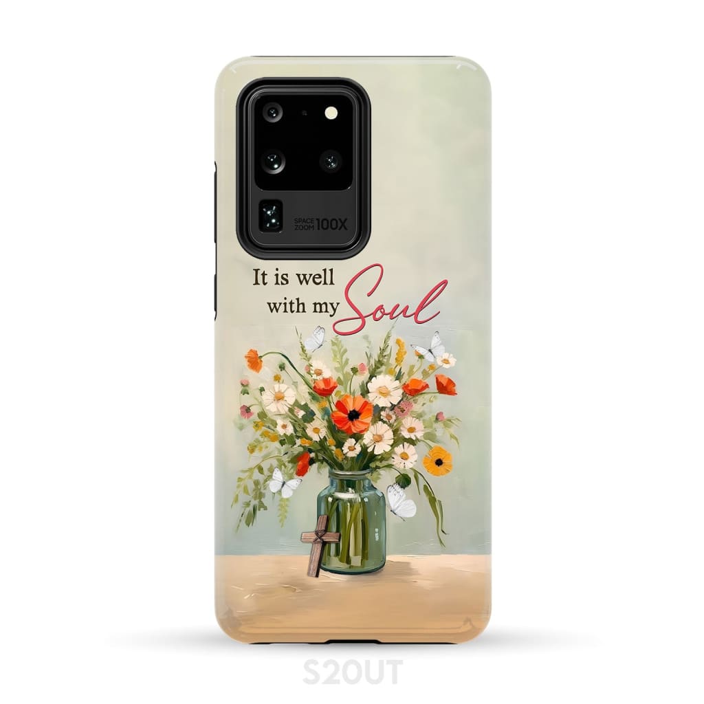 It is Well With My Soul Flowers in Jar Christian Phone Case - Bible Verse IPhone & Samsung Cases