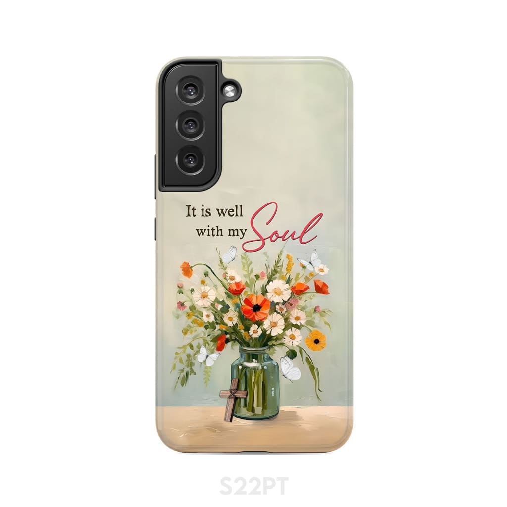 It is Well With My Soul Flowers in Jar Christian Phone Case - Bible Verse IPhone & Samsung Cases