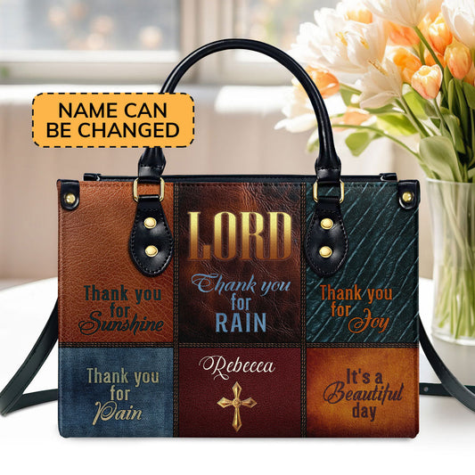 It's A Beautiful Day  Personalized Leather Handbag With Zipper - Inspirational Gift Christian Ladies