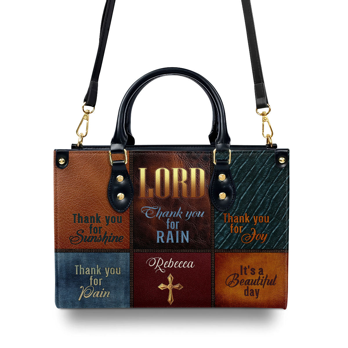 It's A Beautiful Day  Personalized Leather Handbag With Zipper - Inspirational Gift Christian Ladies