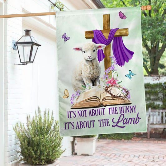 It's About The Lamb Christian Cross Easter Flag - Happy Easter House Flag - Outdoor Easter Flag