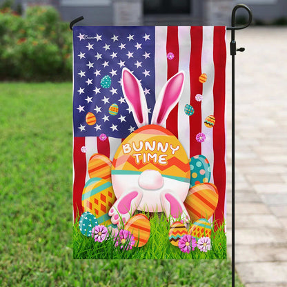 It's Bunny Time Easter American Flag - Easter House Flags - Christian Easter Garden Flags