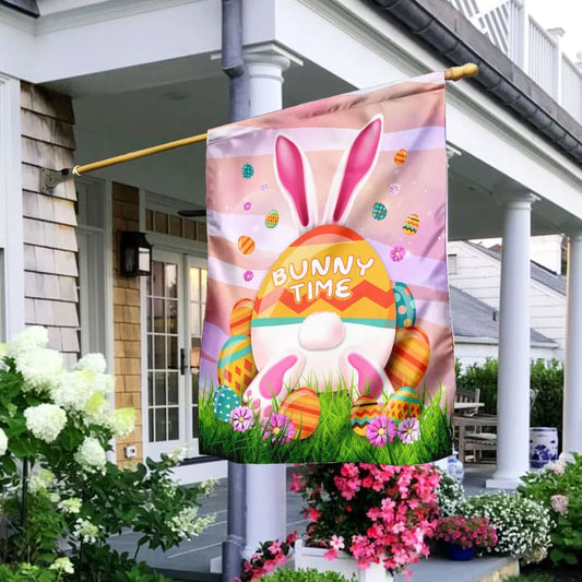 It's Bunny Time Easter Flag - Easter House Flags - Christian Easter Garden Flags