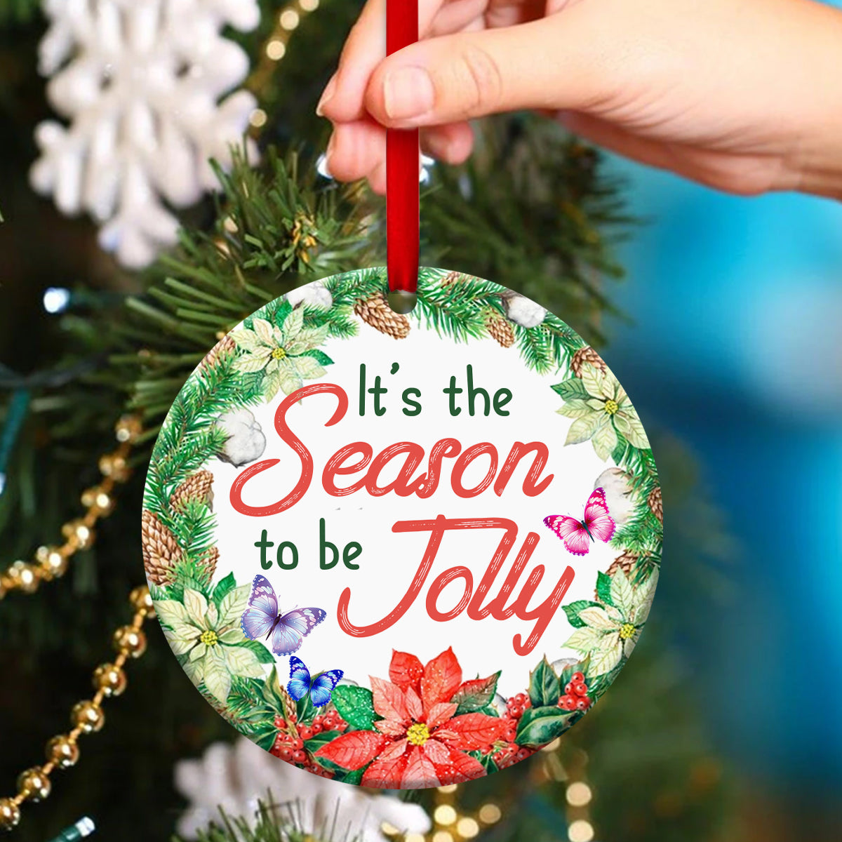 It's Time To Enjoy The Holiday - Butterfly Ceramic Circle Ornament - Christian Gift For Friends