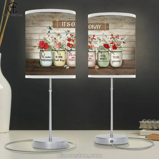 It's okay to make mistakes Brilliant flower hummingbird Table Lamp For Bedroom - Bible Verse Table Lamp - Religious Room Decor