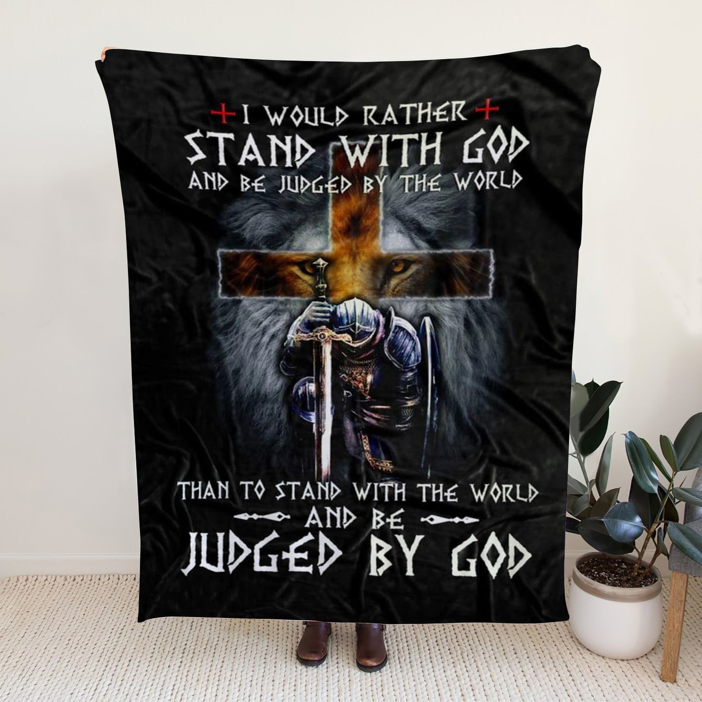 Sherpa Fleece Blanket - I Would Rather Stand With God Christian Blanket - Ciaocustom