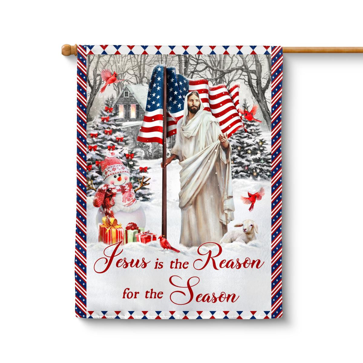 Jesus Is The Reason For The Season House Flag - Happy Christmas Amazing Us Flag - God Flag - Jesus Flag - Christian Flag