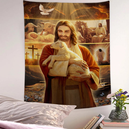 Lamb Of Jesus - Jesus Tapestry - Religious Tapestry Wall Hangings - Bible Verse Wall Tapestry - Christian Tapestry - Ciaocustom