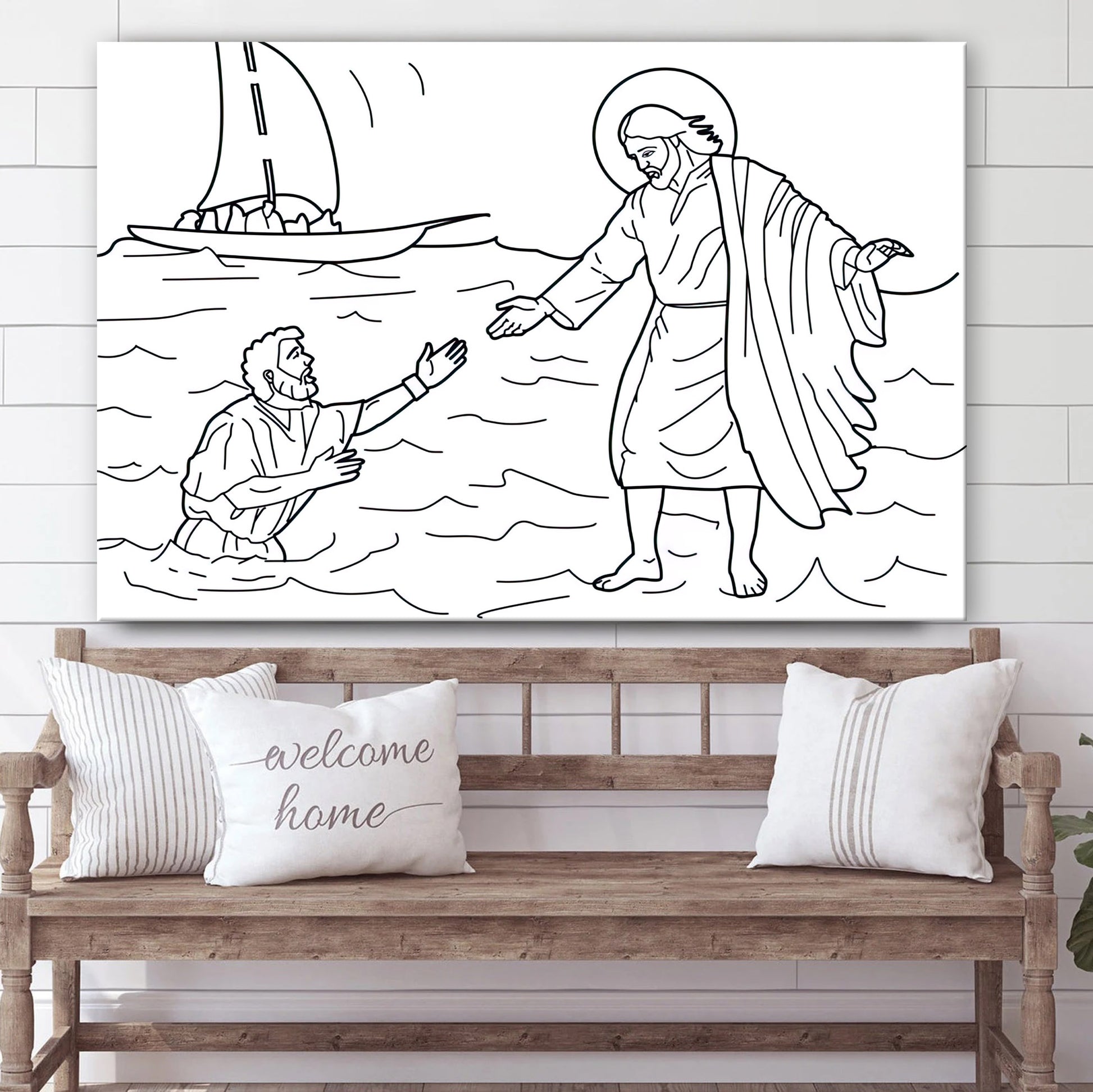 Jesus Walking On Water Canvas Wall Art - Christian Poster - Ciaocustom