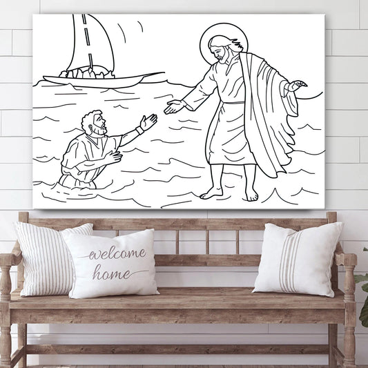 Jesus Walking On Water Canvas Wall Art - Christian Poster - Ciaocustom