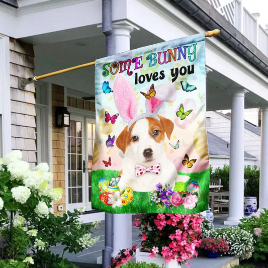 Jack Russell Terrier Easter Some Bunny Loves You House Flag - Happy Easter Garden Flag - Decorative Easter Flags