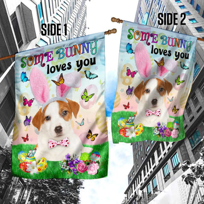 Jack Russell Terrier Easter Some Bunny Loves You House Flag - Happy Easter Garden Flag - Decorative Easter Flags