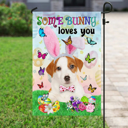 Jack Russell Terrier Easter Some Bunny Loves You House Flag - Happy Easter Garden Flag - Decorative Easter Flags