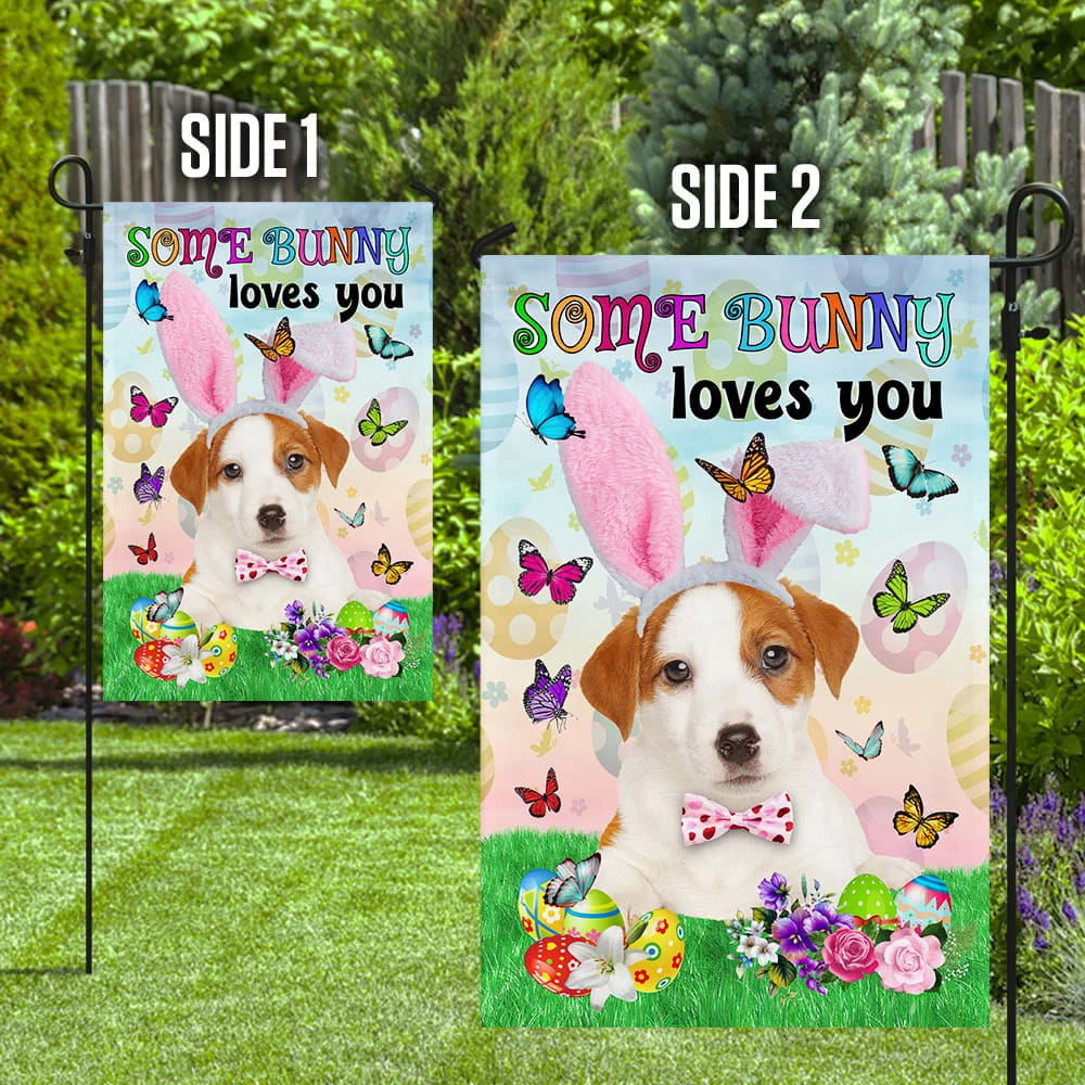 Jack Russell Terrier Easter Some Bunny Loves You House Flag - Happy Easter Garden Flag - Decorative Easter Flags