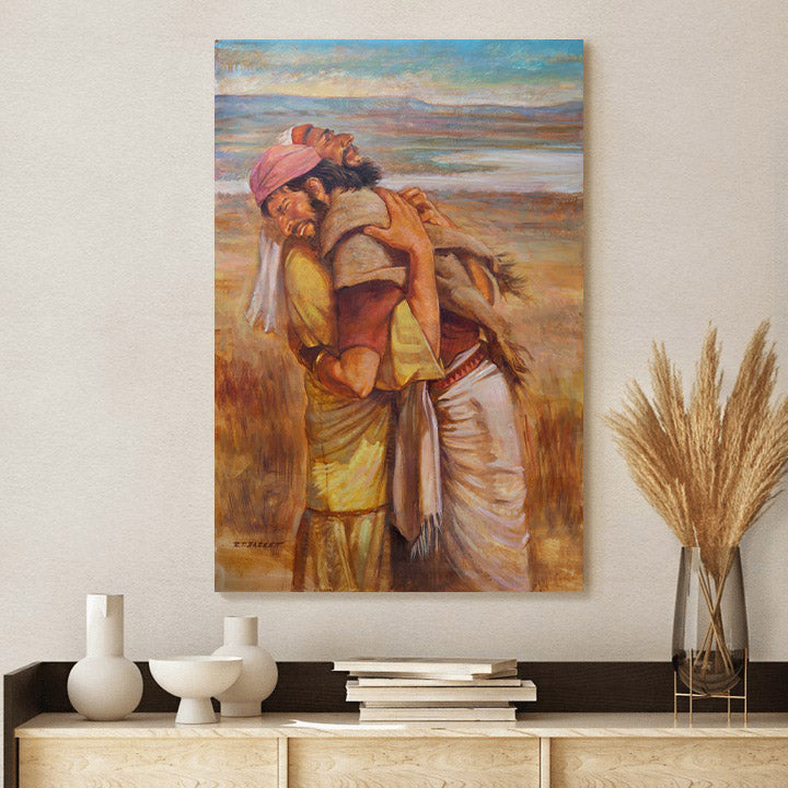 Jacob And Esau Embrace Canvas Wall Art - Jesus Canvas Pictures - Christian Canvas Wall Art