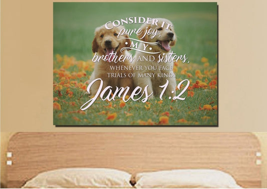 James 12 Consider It Pure Joy Canvas Wall Art Print - Christian Canvas Wall Art