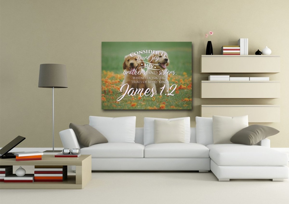 James 12 Consider It Pure Joy Canvas Wall Art Print - Christian Canvas Wall Art