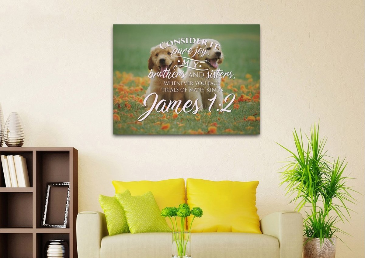 James 12 Consider It Pure Joy Canvas Wall Art Print - Christian Canvas Wall Art