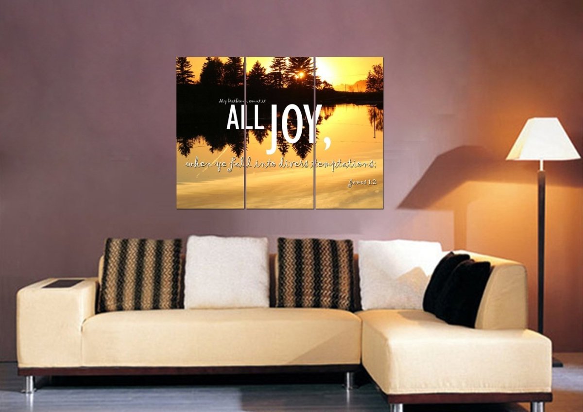 James 12 Kjv Count It All Joy Wall Art Canvas Print - Christian Canvas Wall Art