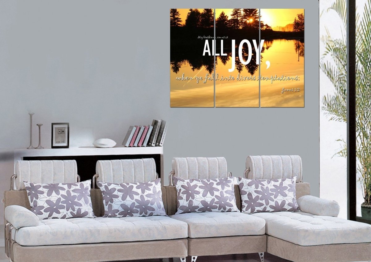 James 12 Kjv Count It All Joy Wall Art Canvas Print - Christian Canvas Wall Art