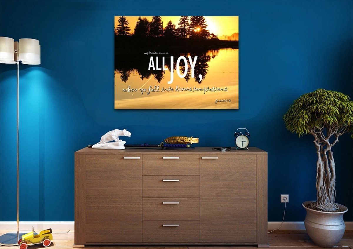 James 12 Kjv Count It All Joy Wall Art Canvas Print - Christian Canvas Wall Art