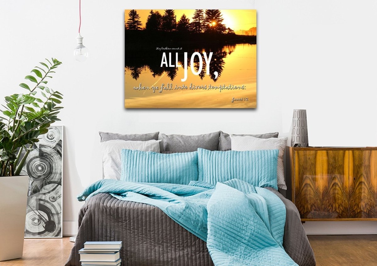 James 12 Kjv Count It All Joy Wall Art Canvas Print - Christian Canvas Wall Art