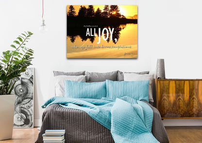 James 12 Kjv Count It All Joy Wall Art Canvas Print - Christian Canvas Wall Art