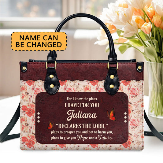 Jeremiah 2911 Personalized Zippered Leather Handbag For I Know The Plans I Have For You Religious Gift For Female Pastors