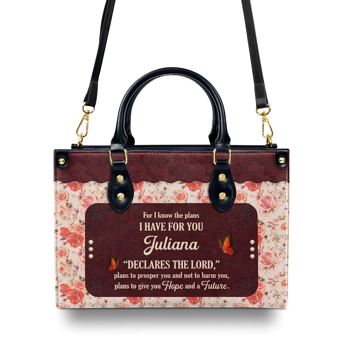 Jeremiah 2911 Personalized Zippered Leather Handbag For I Know The Plans I Have For You Religious Gift For Female Pastors