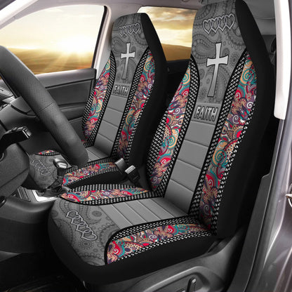 Jesus Cross Faith Mandala Car Seat Covers - Christian car seat covers