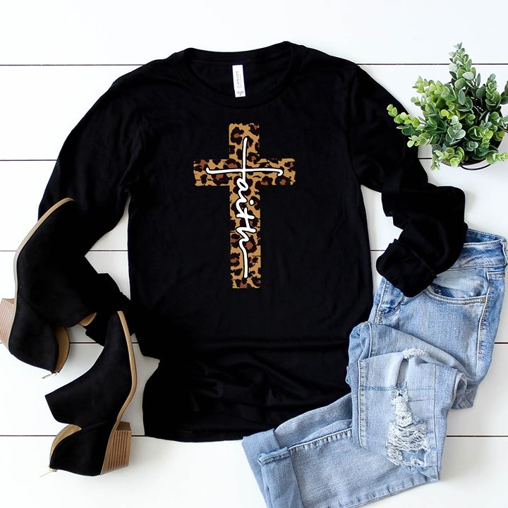 Jesus Faith Cross Sweatshirt - Women's Christian T Shirts - Women's Religious Shirts