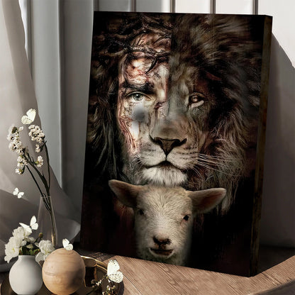 Jesus Lion And Lamb Canvas Poster - Christian Wall Canvas - Ciaocustom