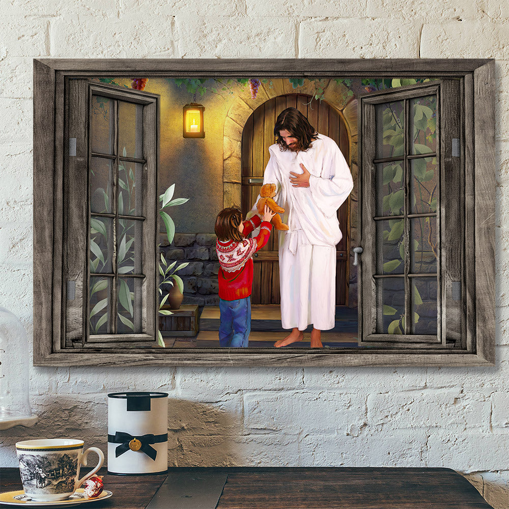 The Child Gives A Gift To Jesus - Jesus Pictures - Christian Canvas Prints - Faith Canvas - Ciaocustom