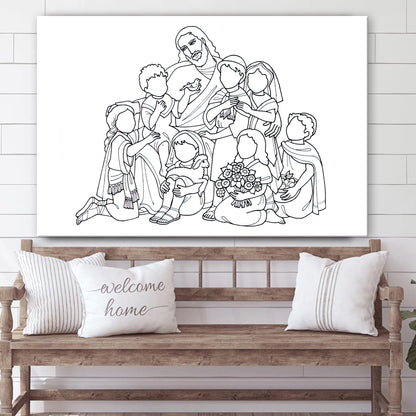 Jesus Laughing With Children Canvas Poster - Christian Wall Art