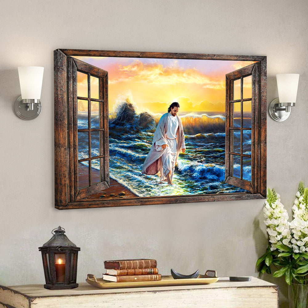 Jesus Painting, Jesus Walking on Water Wall Art Canvas Print