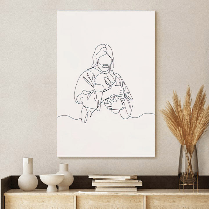 Jesus Holding A Lamb Canvas Wall Art - Christian Wall Posters - Ciaocustom