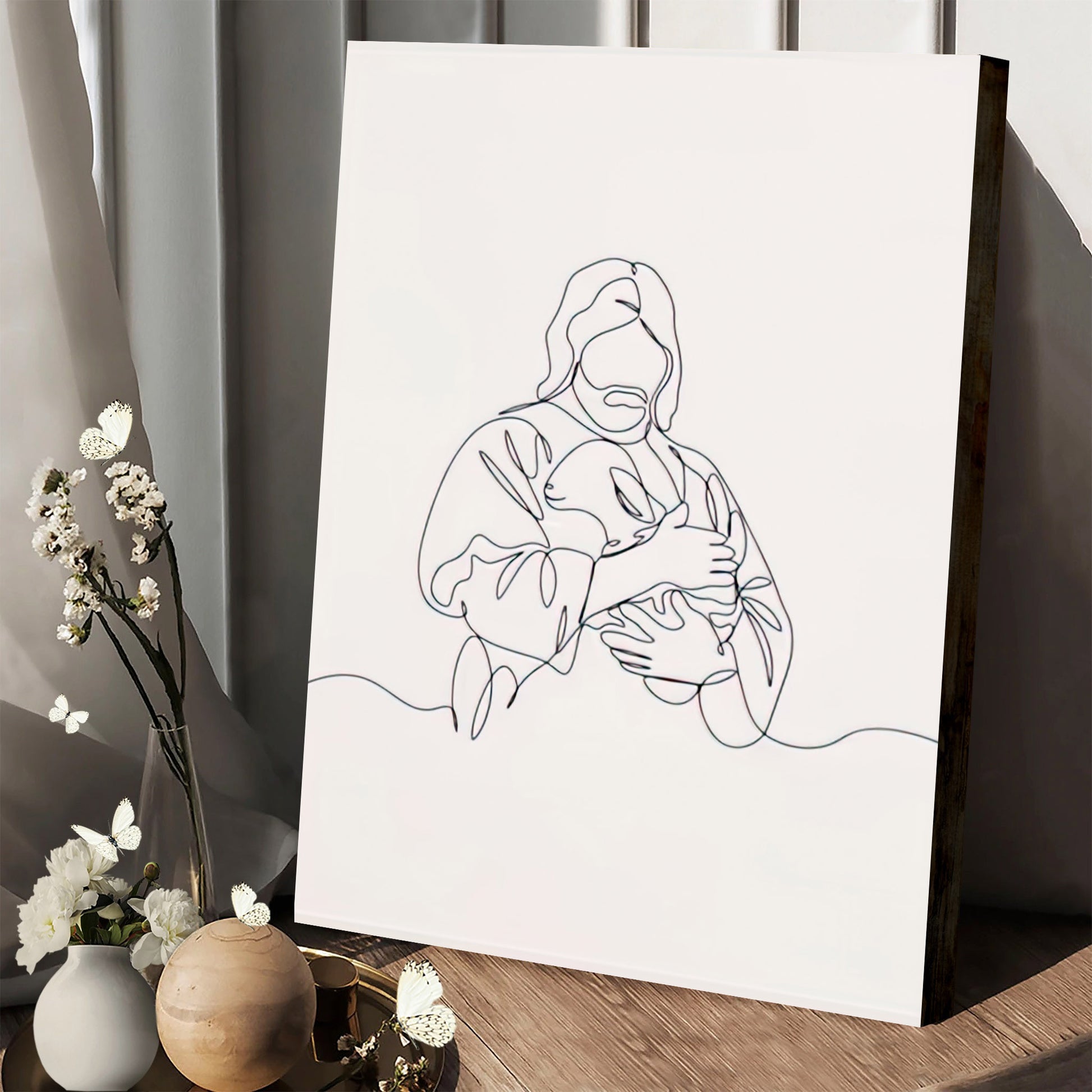 Jesus Holding A Lamb Canvas Wall Art - Christian Wall Posters - Ciaocustom