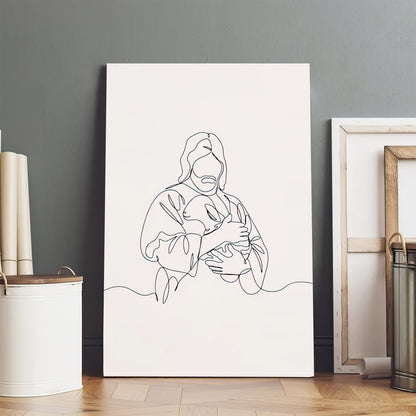 Jesus Holding A Lamb Canvas Wall Art - Christian Wall Posters - Ciaocustom