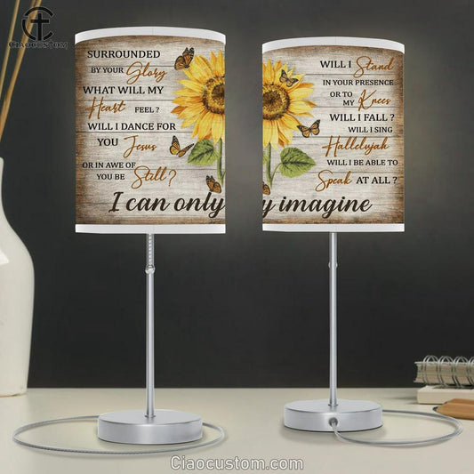 Jesus - Sunflower And Yellow Butterfly - I Can Only Imagine Table Lamp