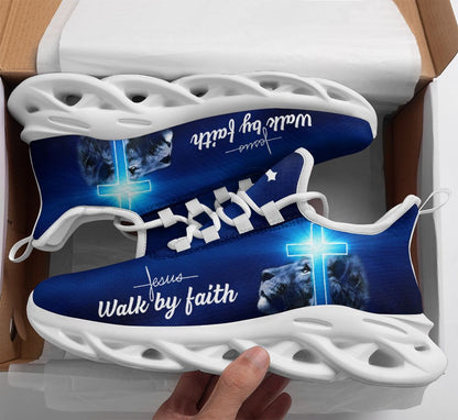 Jesus - Walk By Faith Yezy Running Sneakers Max Soul Shoes - Christian Shoes For Men And Women