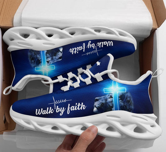 Jesus - Walk By Faith Yezy Running Sneakers Max Soul Shoes - Christian Shoes For Men And Women