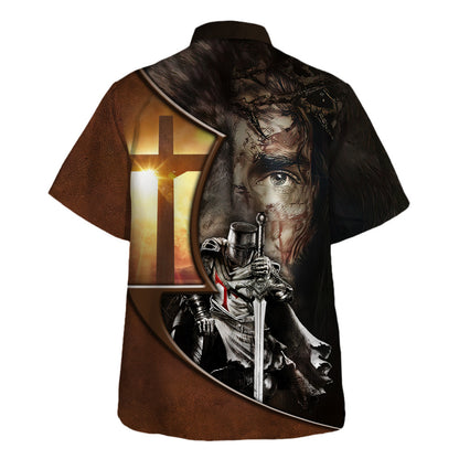 Jesus A Child Of God A Man Of Faith A Warrior Of Christ Hawaiian Shirt - Christian Hawaiian Shirt - Religious Hawaiian Shirts