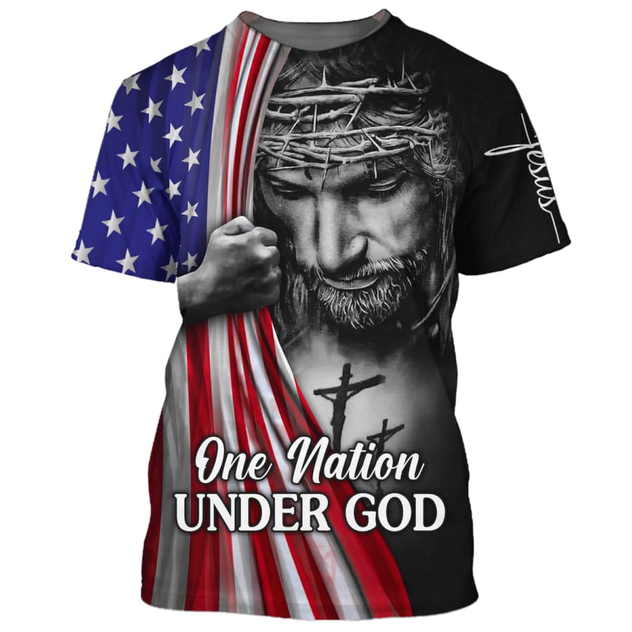 Jesus America One Nation Under God 3d Shirts - Christian T Shirts For Men And Women