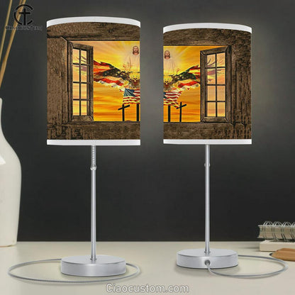 Jesus American Eagle Table Lamp Prints - Jesus Christ Table Lamp - Christian Table Lamp Prints