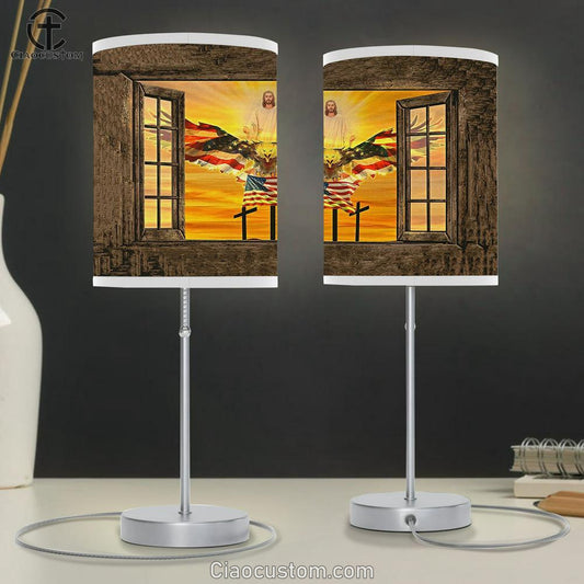 Jesus American Eagle Table Lamp Prints - Jesus Christ Table Lamp - Christian Table Lamp Prints