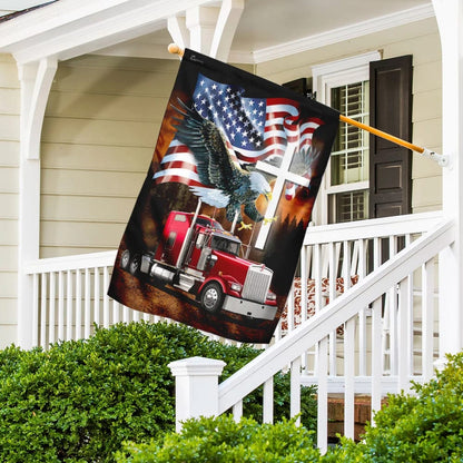 Jesus American Eagle Trucker Flag - Outdoor Christian House Flag - Christian Garden Flags